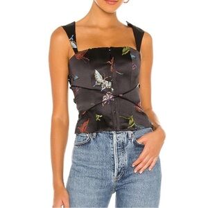 Kim Shui Black Butterfly Lace up Bustier size XS